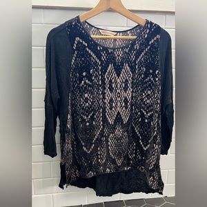 Rebecca Taylor Black pink sock pattern blouse